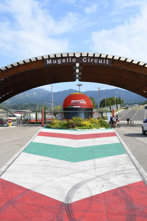 Scarperia, Mugello - 28 August 2020: the entrance of the Mugello International Circuit at Scarperia (Florence) on the occasion of the Ferrari Racing Days 2020.のeditorial素材