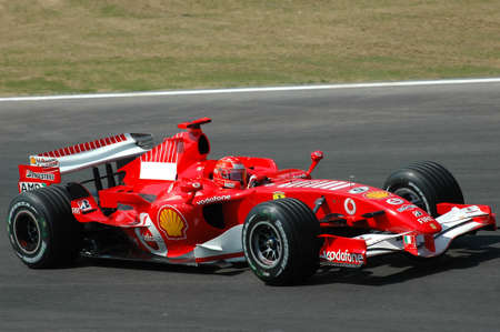 Imola, Italy - 23 April 2006: F1 World Championship. San Marino Grand Prix, Michael Schumacher in action on Ferrari 248 F1 during practice.のeditorial素材