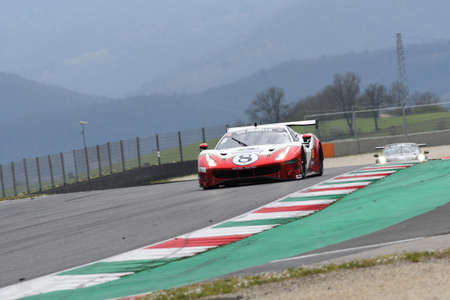 Scarperia, 25 March 2021: Ferrari 488 GT3 of Kessel Racing Team driven by Cutrera-Talarico-Frezza in action during 12h Hankook Race at Mugello Circuit in Italy.のeditorial素材