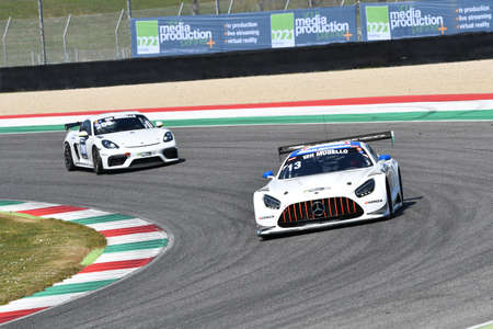 Scarperia, 25 March 2021: Mercedes-AMG GT3 of Team Zakspeed Team driven by Kireev-Stolyarov-Shaytar in action during 12h Hankook Race at Mugello Circuit in Italy.のeditorial素材
