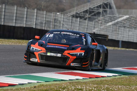 Scarperia, 25 March 2021: Audi R8 LMS GT3 of Rutronik Racing by TECE Team driven by Doppelmayr-Kaffer-Erhart-Herberger in action during 12h Hankook Race at Mugello Circuit in Italy.のeditorial素材
