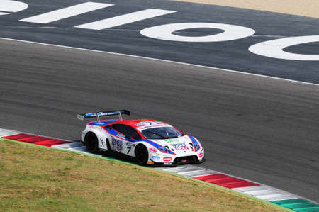Mugello Circuit, Italy - July 15, 2017: Lamborghini Huracan GT3S Ombra S. Team driven by CASSARA 'Marco - GENTILI Roberto, Italian GT Championship in Mugello Circuit.のeditorial素材