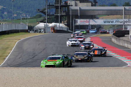 Mugello Circuit, Italy - July 17, 2016: Race Start of Italian GT Championship at Mugello Circuitのeditorial素材