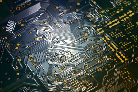 close-up of electronic components, electronic board.の写真素材