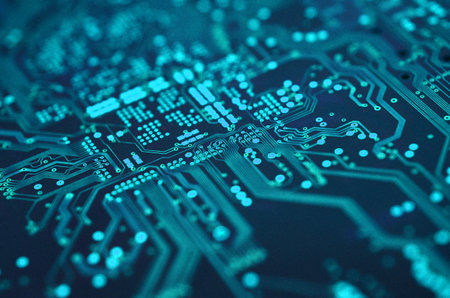 close-up of electronic components, electronic board.