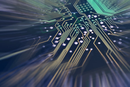 close-up of electronic components, electronic board.