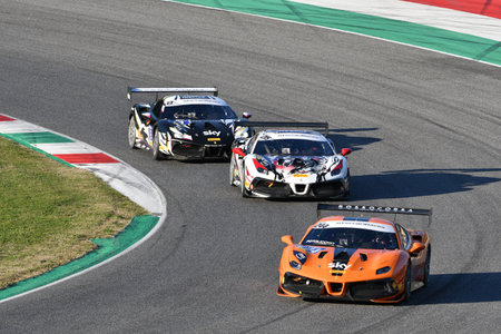 Scarperia, November 19, 2021: Ferrari Challenge Trofeo Pirelli Race 1 during the Ferrari Challenge World Finals at Mugello 2021. Italy.のeditorial素材