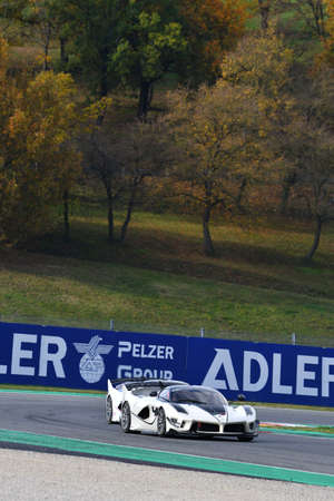 Scarperia, Mugello - 19 November 2021: Ferrari FXX-K EVO in action at the Mugello Circuit during Ferrari World Finals 2021 in italy.のeditorial素材