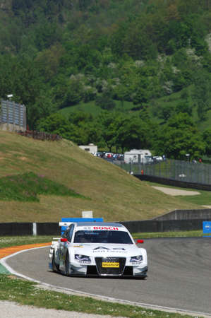Mugello Circuit, Italy 2 May 2008: Tom Kristensen in action with Audi A4 DTM 2008 of Team Abt during Race of DTM at Mugello Circuit.のeditorial素材