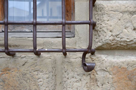 wrought iron detail of a window grateの写真素材