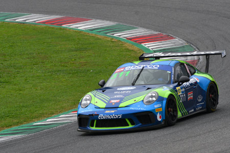 Mugello Circuit, Italy - October 21, 2022: Porsche 911 Gt3 Cup of team Ebimotors in action during qualifying session of Italian Championship GTのeditorial素材