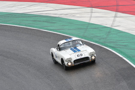 Scarperia, 3 April 2022: Chevrolet Corvette C1 1960 in action during Mugello Classic 2022 at Mugello Circuit in Italy.のeditorial素材