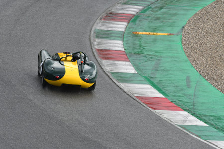 Scarperia, 3 April 2022: Lister-Jaguar Knobbly 1958 in action during Mugello Classic 2022 at Mugello Circuit in Italy.のeditorial素材