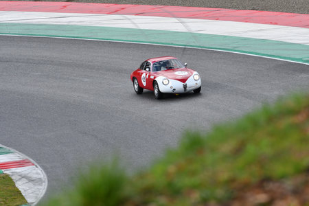 Scarperia, 3 April 2022: Alfa Romeo Giulia SZ 1962 driven by unknown in action during Mugello Classic 2022 at Mugello Circuit in Italy.のeditorial素材