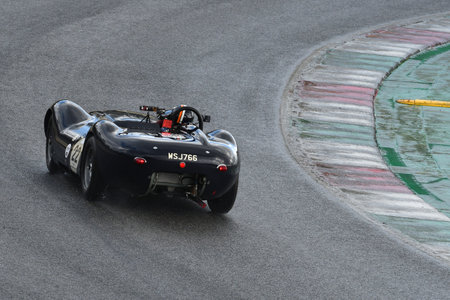 Scarperia, 3 April 2022: Lister-Jaguar Knobbly 1958 in action during Mugello Classic 2022 at Mugello Circuit in Italy.のeditorial素材