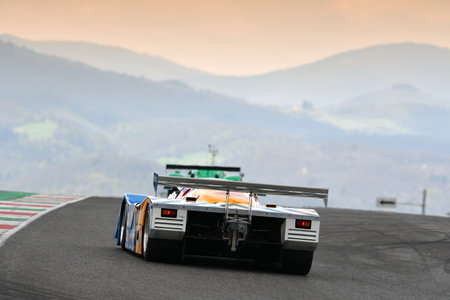 Scarperia, 2 April 2023: Porsche 962 C year 1990 in action during Mugello Classic 2023 at Mugello Circuit in Italy.のeditorial素材