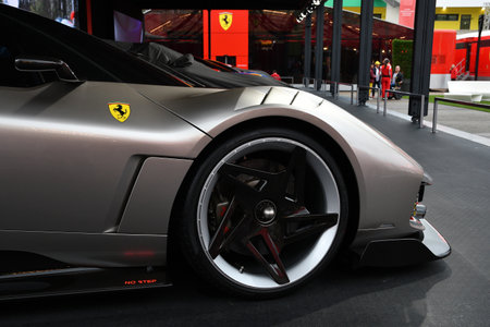 Scarperia, Mugello - 28 October 2023: Detail of Ferrari one-off KC23 on display during Ferrari World Finals 2023 at Mugello Circuit in Italy.のeditorial素材