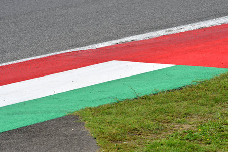 curb on a racing trackの写真素材