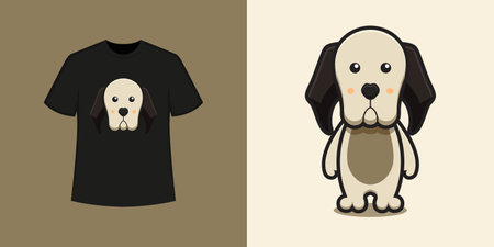 Cute dog mascot character t shirt style and trendy clothing design print, vector illustration.のイラスト素材