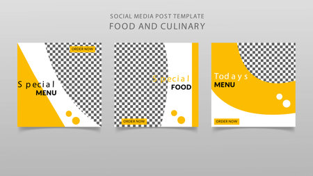 Food and Culinary Post Template Social Media Banners for Digital Marketing. Promotion Brand. Stories. Streaming. Vector Illustration.のイラスト素材