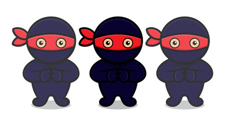 cute blue ninja mascot character make clone. design isolated on white background.のイラスト素材