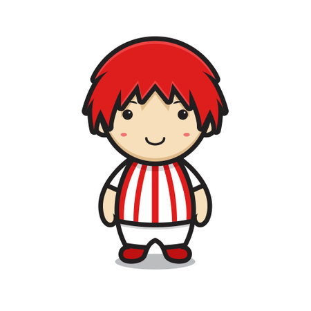 cute boy cartoon character with football costumeのイラスト素材