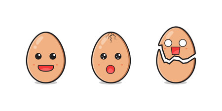 Cute egg character set cartoon icon illustration. Design isolated flat cartoon styleのイラスト素材