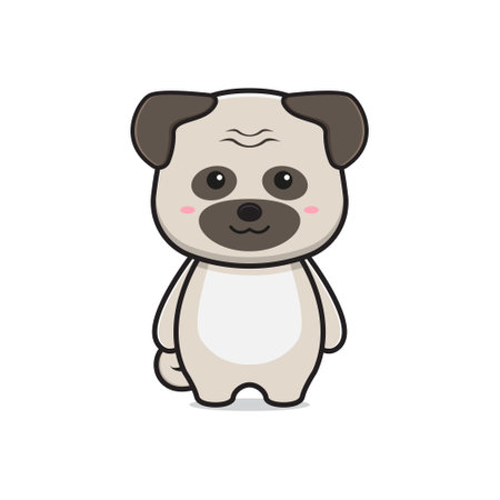 Cute pug dog mascot cartoon icon logo clip art illustration. Design isolated flat cartoon styleのイラスト素材