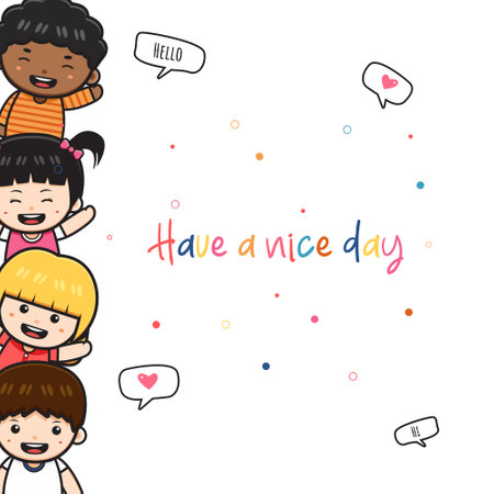 Cute children doodle banner background wallpaper icon cartoon illustration design isolated flat cartoon styleのイラスト素材