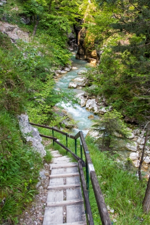 Hiking path in the Austria, Tscheppaschlucht, Carinthiaの写真素材