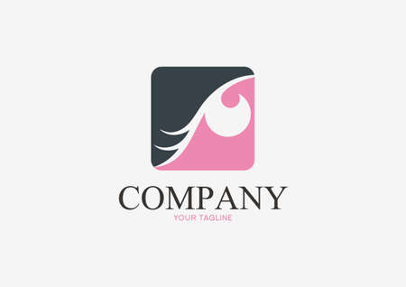 Bwauty logo. Eyelashes in round corner square shape vector illustrationのイラスト素材