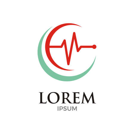 vector illustration of curves and pulse  for medical logo designのイラスト素材