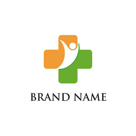 vector illustration of plus and human logo for health care businessのイラスト素材
