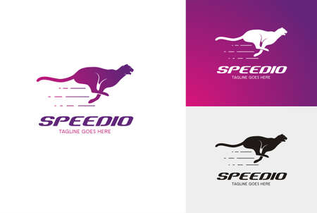 Cheetah Logo, silhouettes of running cheetahのイラスト素材