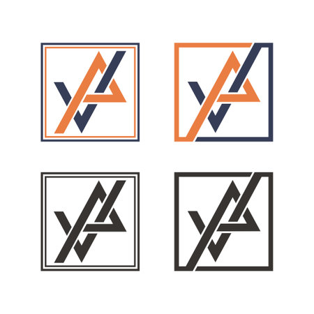Initial letter VP logo design in square shape vector illustration.のイラスト素材
