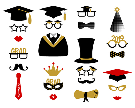 Photo booth props for graduation party photoboothのイラスト素材