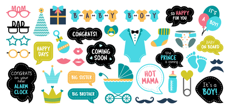 Baby shower photo booth photobooth props setのイラスト素材