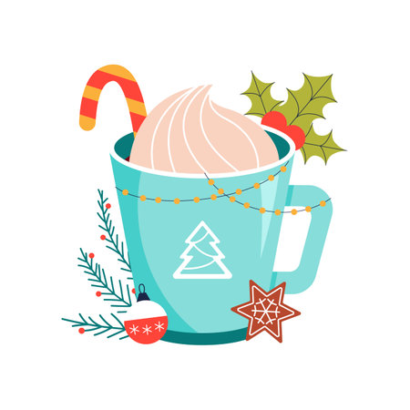 Winter hot drink christmas chocolate or cocoaのイラスト素材