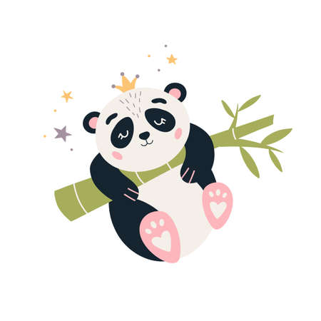 Cartoon Panda vector Cute sleeping baby bearのイラスト素材