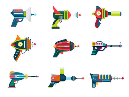 Cartoon blaster laser gun vector weapon setのイラスト素材