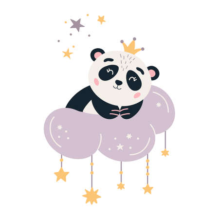 Cartoon Panda vector Cute sleeping baby bearのイラスト素材