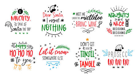 Christmas funny quotes Vector card text about Santaのイラスト素材