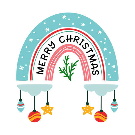 Christmas rainbow vector illustration xmas Winter patternのイラスト素材