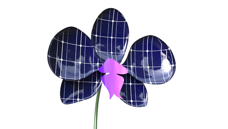 Orchid Solar Panel Concept 3D Rendering isolated on a white backgroundの写真素材