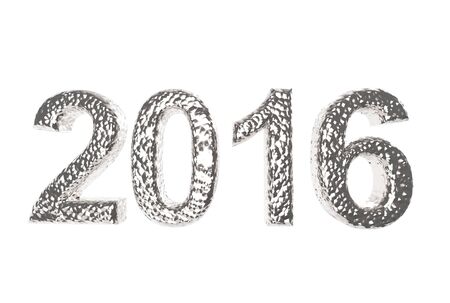 2016 In Silver Coating isolated on a white background the year of gold