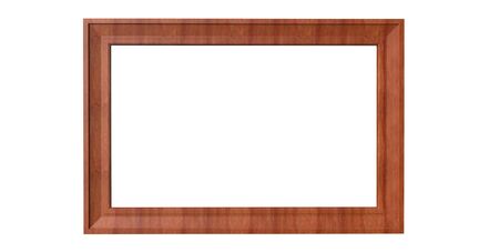 3d rendering of cool modern isolated hanging dark wood color photo frame on a white background