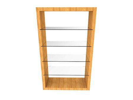 Wood Glass Shelf isolated on a white backgroundの写真素材