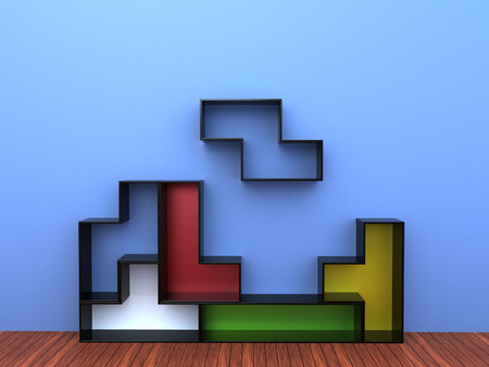 3d render of Tetris Shelf Unitの写真素材