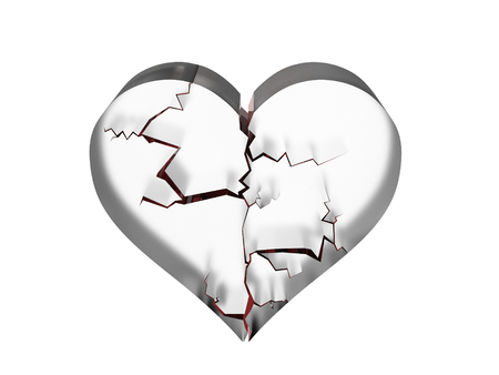 Rendering of shattered heart in glassの写真素材