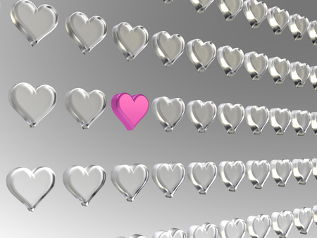 Multiple hearts; all see through except for The Oneの写真素材
